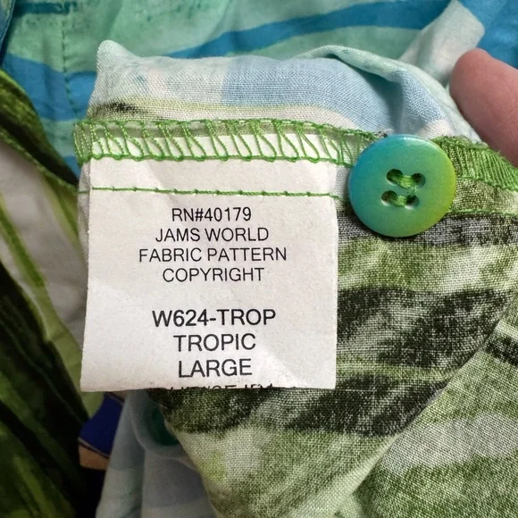 Jams World Blue & Green Tropical Print Short-Sleeve Button-Down - Picture 4 of 7